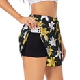 thumbnail image 1 of Xecao's Lilies Flowers for a double-layer running short for women, perfect for gym, tennis, and more, featuring a convenient pocket., 1 of 9