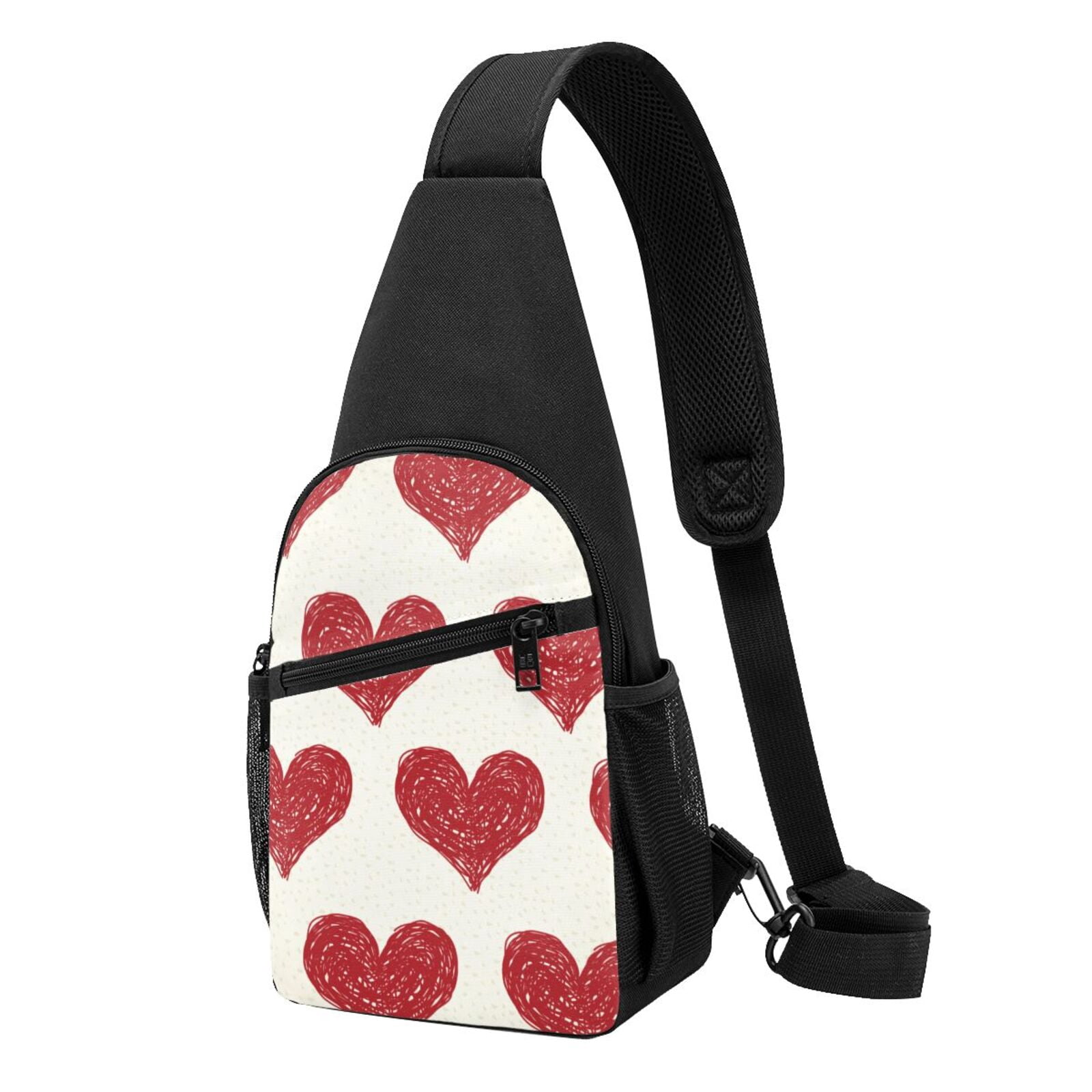 Xecao's Love Print Sling Bag: A Versatile Chest, Shoulder, and Crossbody Backpack for Casual Days Out, Perfect for Both Men and Women