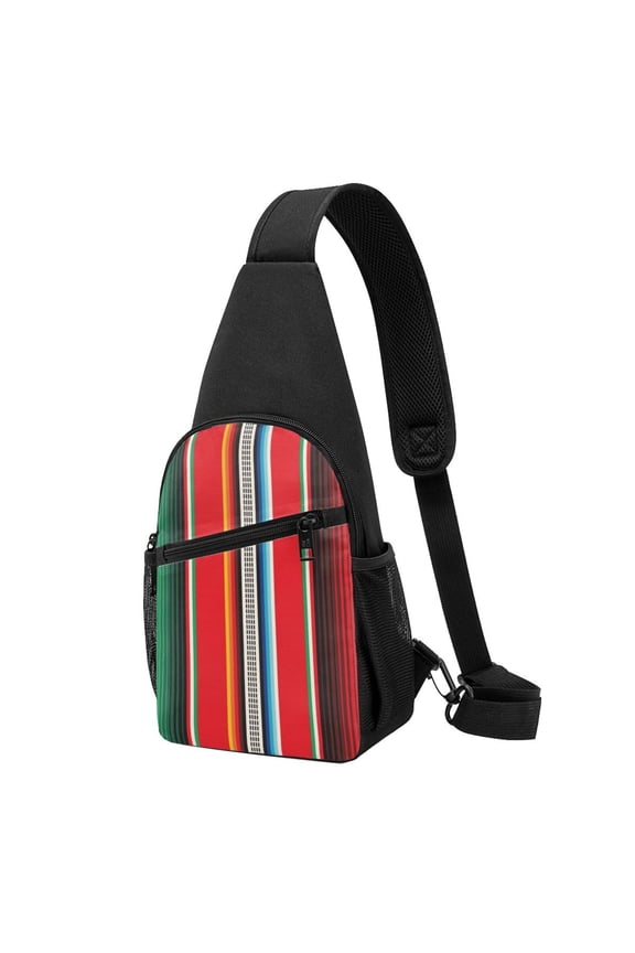 's Mexican Serape Blanket Stripes Print Sling Bag: A Versatile Chest, Shoulder, and Crossbody Backpack for Casual Days Out, Perfect for Both Men and Women