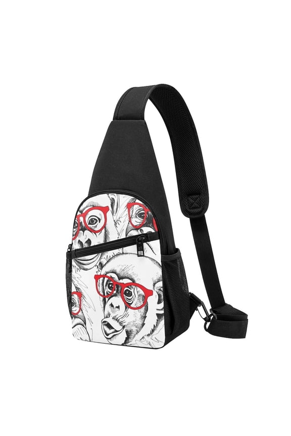 's Monkey Print Sling Bag: A Versatile Chest, Shoulder, and Crossbody Backpack for Casual Days Out, Perfect for Both Men and Women