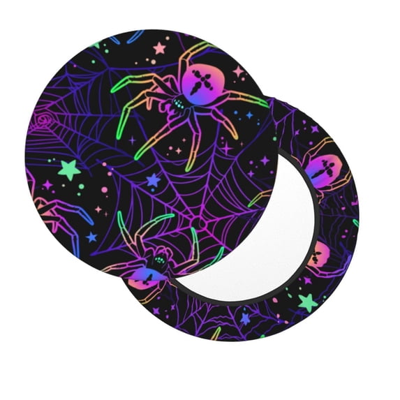 Xecao's Multi-colored Spiders Print Stool Covers offer stylish, washable protection for PU round bar stools, perfect for home or commercial use.