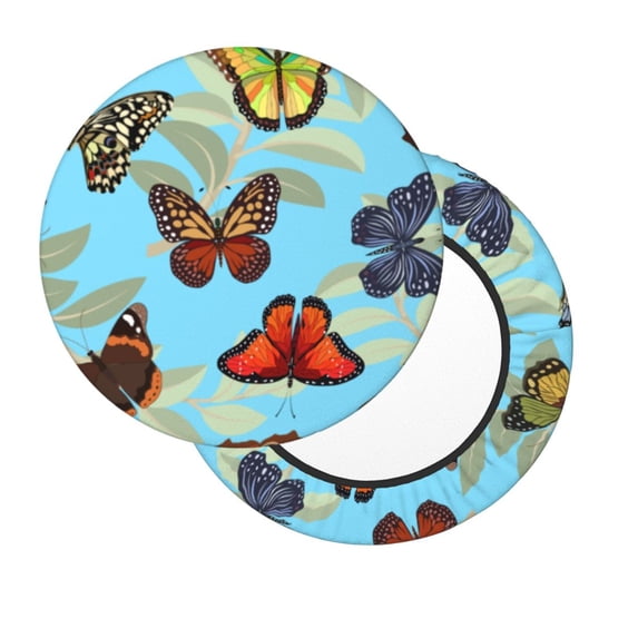 Xecao's Multicolored Butterflies Print Stool Covers offer stylish, washable protection for PU round bar stools, perfect for home or commercial use.