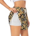 thumbnail image 1 of Xecao's Mushrooms Honeycomb for a double-layer running short for women, perfect for gym, tennis, and more, featuring a convenient pocket., 1 of 9