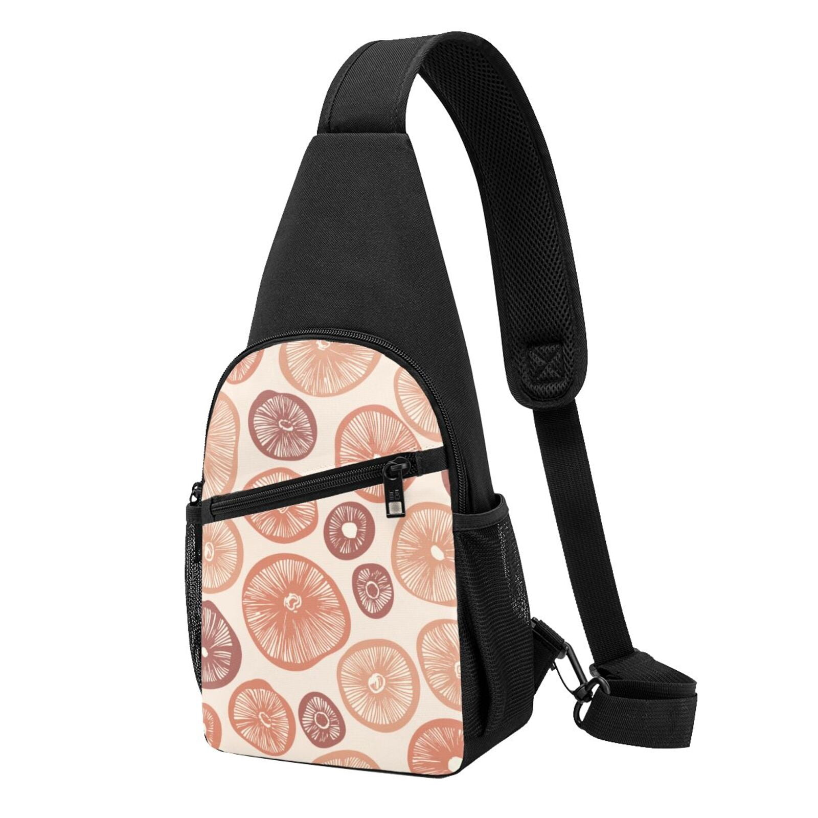 Xecao's Mushrooms2 Print Sling Bag: A Versatile Chest, Shoulder, and Crossbody Backpack for Casual Days Out, Perfect for Both Men and Women