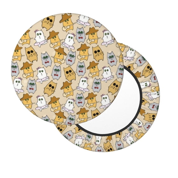 Xecao's Music Dancing Cat Print Stool Covers offer stylish, washable protection for PU round bar stools, perfect for home or commercial use.