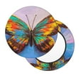 thumbnail image 1 of Xecao's Oil Painting Beautiful Butterfly Print Stool Covers offer stylish, washable protection for PU round bar stools, perfect for home or commercial use., 1 of 7