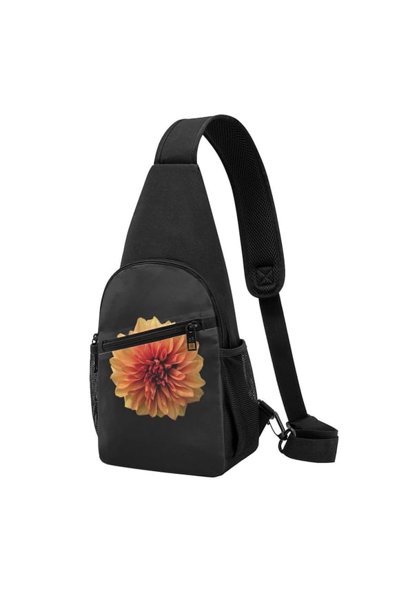 's Orange Dalia Print Sling Bag: A Versatile Chest, Shoulder, and Crossbody Backpack for Casual Days Out, Perfect for Both Men and Women