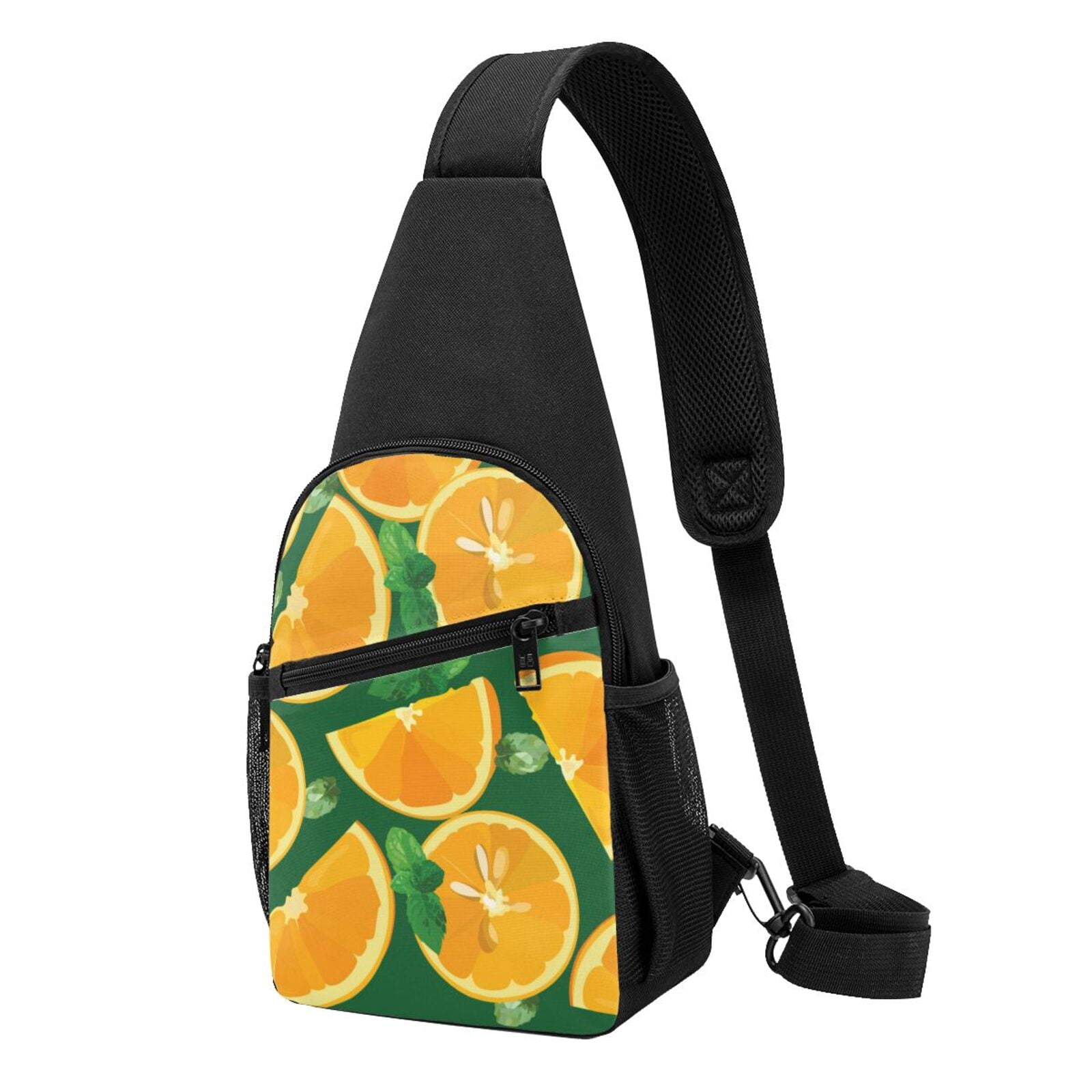 Xecao's Orange Print Sling Bag: A Versatile Chest, Shoulder, and Crossbody Backpack for Casual Days Out, Perfect for Both Men and Women