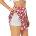 thumbnail image 1 of Xecao's Piggy Sunflower for a double-layer running short for women, perfect for gym, tennis, and more, featuring a convenient pocket., 1 of 9