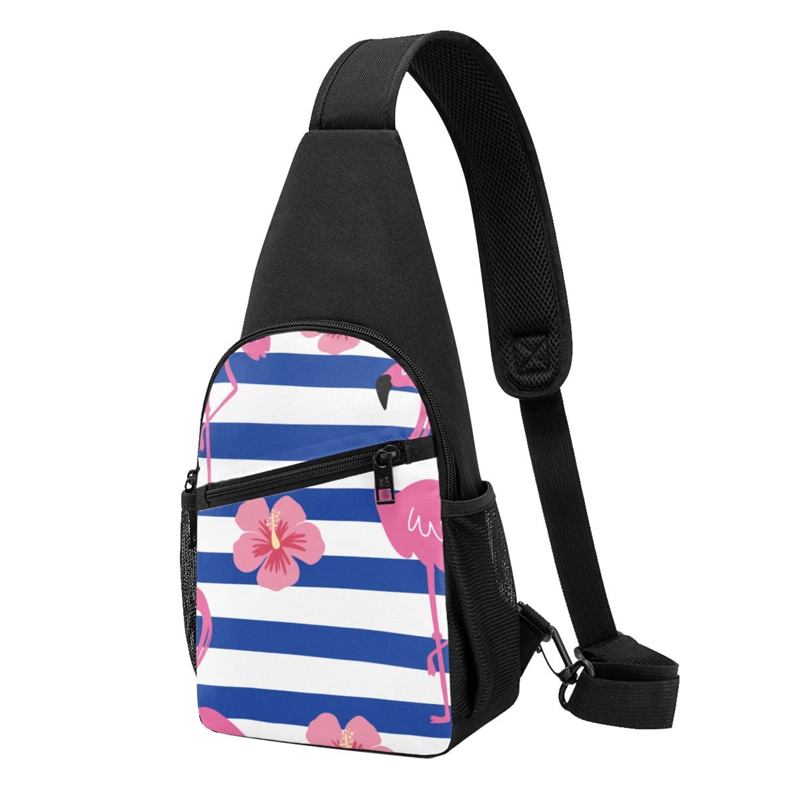 Xecao's Pink Flamingo Print Sling Bag: A Versatile Chest, Shoulder, and Crossbody Backpack for Casual Days Out, Perfect for Both Men and Women