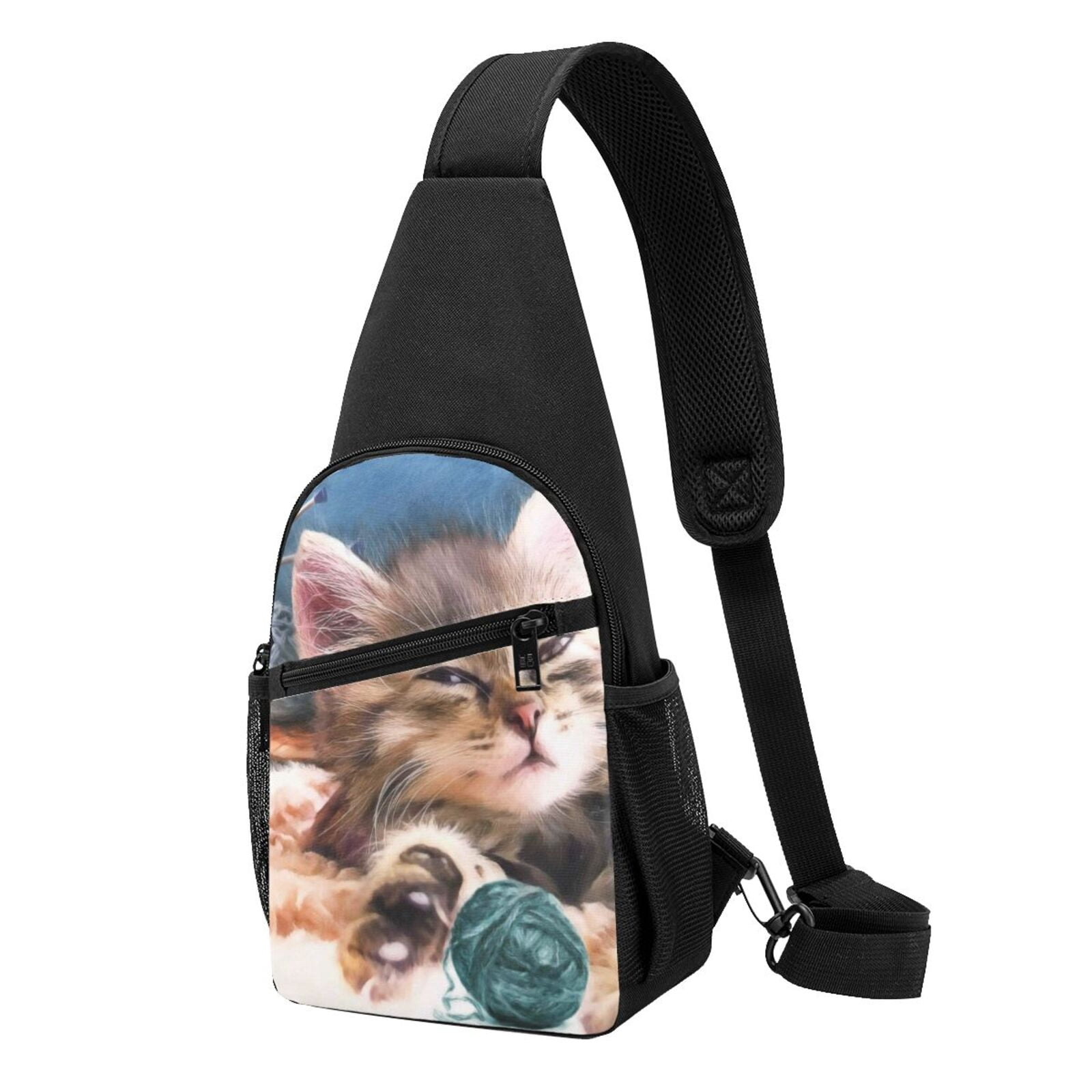Xecao's Playful Cat Print Sling Bag: A Versatile Chest, Shoulder, and ...