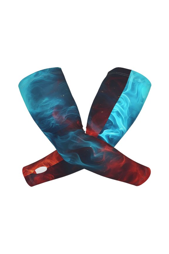 's Red And Blue Fire print Arm Sleeves offer cooling UV protection and sports compression for both men and women.