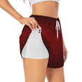thumbnail image 1 of Xecao's Red Geometric for a double-layer running short for women, perfect for gym, tennis, and more, featuring a convenient pocket., 1 of 9