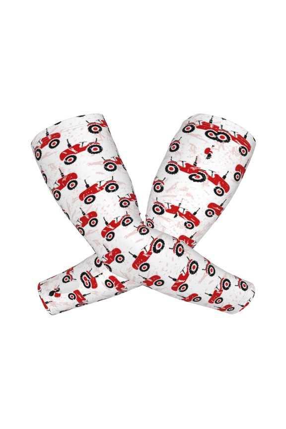 's Red Wheeled Tractors print Arm Sleeves offer cooling UV protection and sports compression for both men and women.