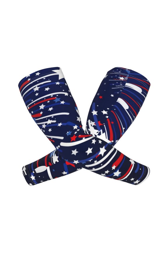 's Red White Blue Fireworks 1 print Arm Sleeves offer cooling UV protection and sports compression for both men and women.