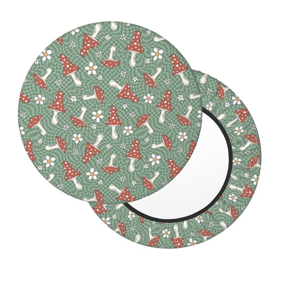 Xecao's Retro Hippie Groovy Mushroom Print Stool Covers offer stylish, washable protection for PU round bar stools, perfect for home or commercial use.