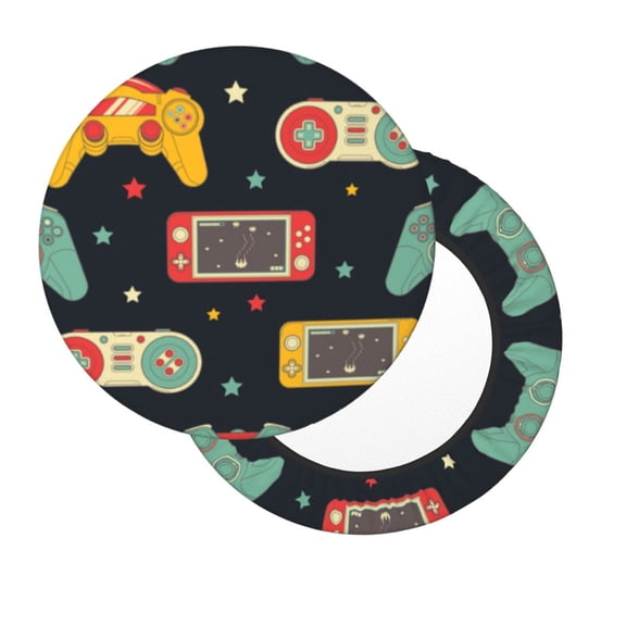 Xecao's Retro Video Game Print Stool Covers offer stylish, washable protection for PU round bar stools, perfect for home or commercial use.