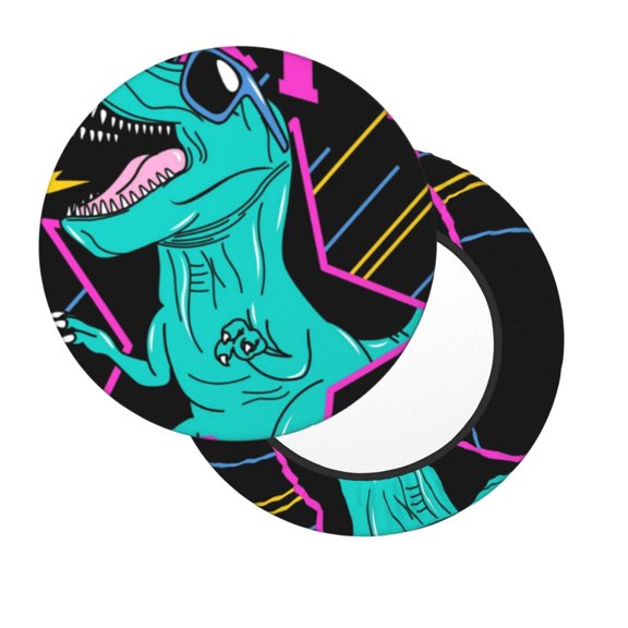 Xecao's Rex Dinosaur With Sunglasses Print Stool Covers offer stylish, washable protection for PU round bar stools, perfect for home or commercial use.