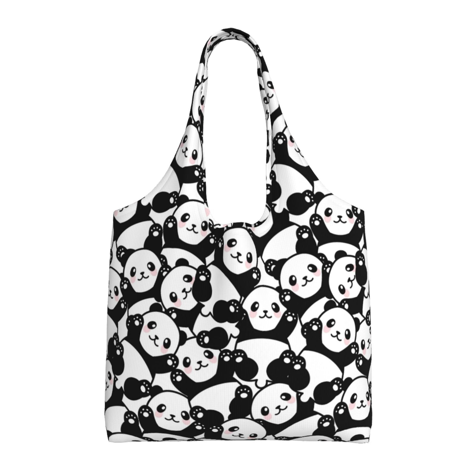 SUNFYCN Cute Panda Canvas Tote Bag - 'Always Be Yourself Unless You Can Be Panda', Reusable Shopping Bag