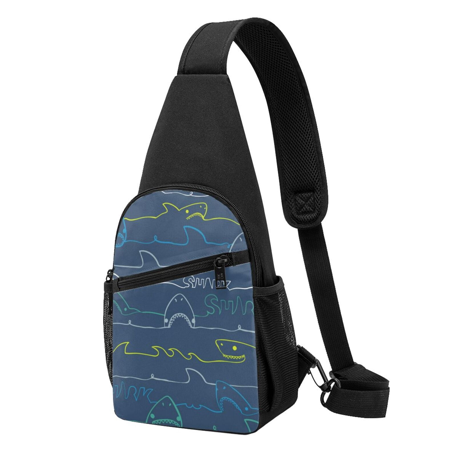 Xecao's Shark Print Sling Bag: A Versatile Chest, Shoulder, and Crossbody Backpack for Casual Days Out, Perfect for Both Men and Women