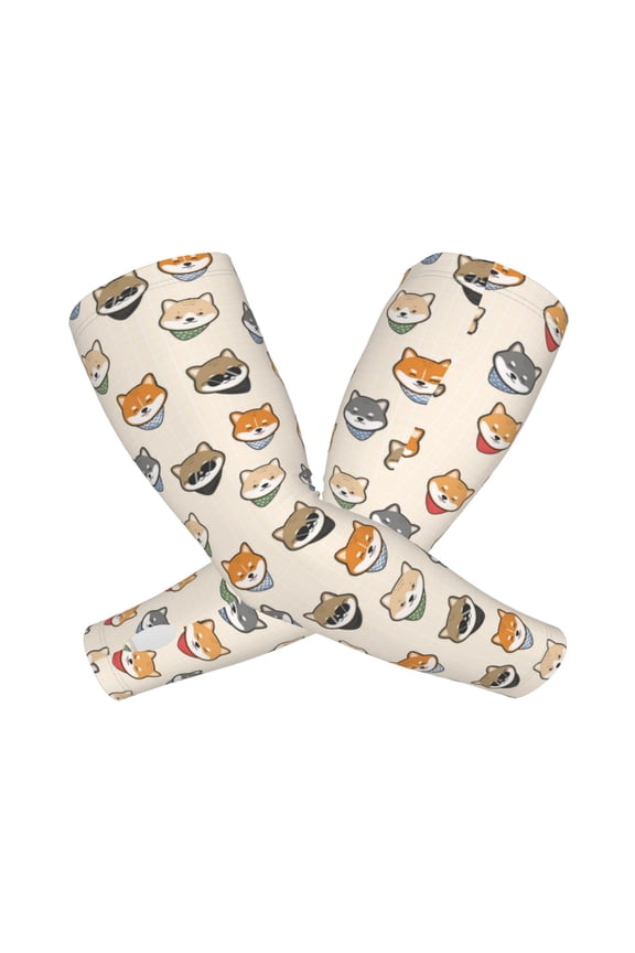 's Shiba Head Face print Arm Sleeves offer cooling UV protection and sports compression for both men and women.
