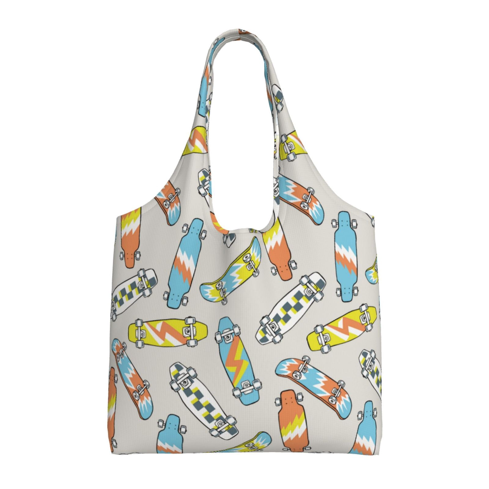 Skateboard Pattern Print Leather Tote Bag main image 1