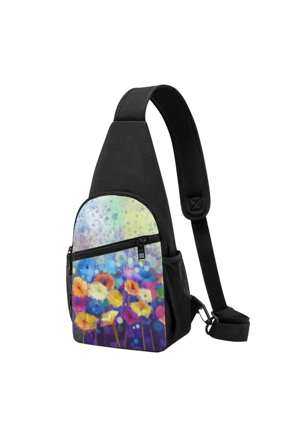 's Spring Flower Seasonal Print Sling Bag: A Versatile Chest, Shoulder, and Crossbody Backpack for Casual Days Out, Perfect for Both Men and Women