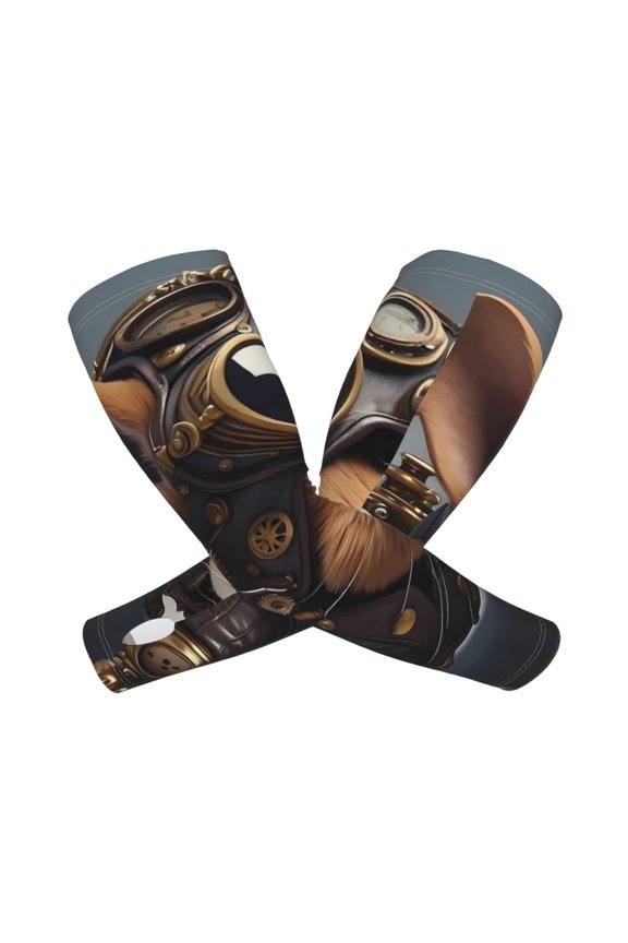 's Steampunk Squirrel Pilot print Arm Sleeves offer cooling UV protection and sports compression for both men and women.