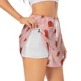 thumbnail image 1 of Xecao's Strawberry for a double-layer running short for women, perfect for gym, tennis, and more, featuring a convenient pocket., 1 of 1