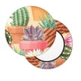 thumbnail image 1 of Xecao's Succulent And Cactus Print Stool Covers offer stylish, washable protection for PU round bar stools, perfect for home or commercial use., 1 of 7