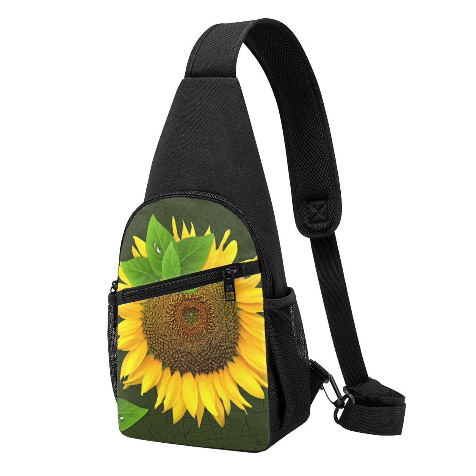 Xecao's Sunflower3 Print Sling Bag: A Versatile Chest, Shoulder, and Crossbody Backpack for Casual Days Out, Perfect for Both Men and Women