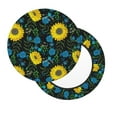 thumbnail image 1 of Xecao's Sunflowers And Blue Flower Print Stool Covers offer stylish, washable protection for PU round bar stools, perfect for home or commercial use., 1 of 7