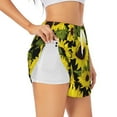thumbnail image 1 of Xecao's Sunflowers In Vintage for a double-layer running short for women, perfect for gym, tennis, and more, featuring a convenient pocket., 1 of 9