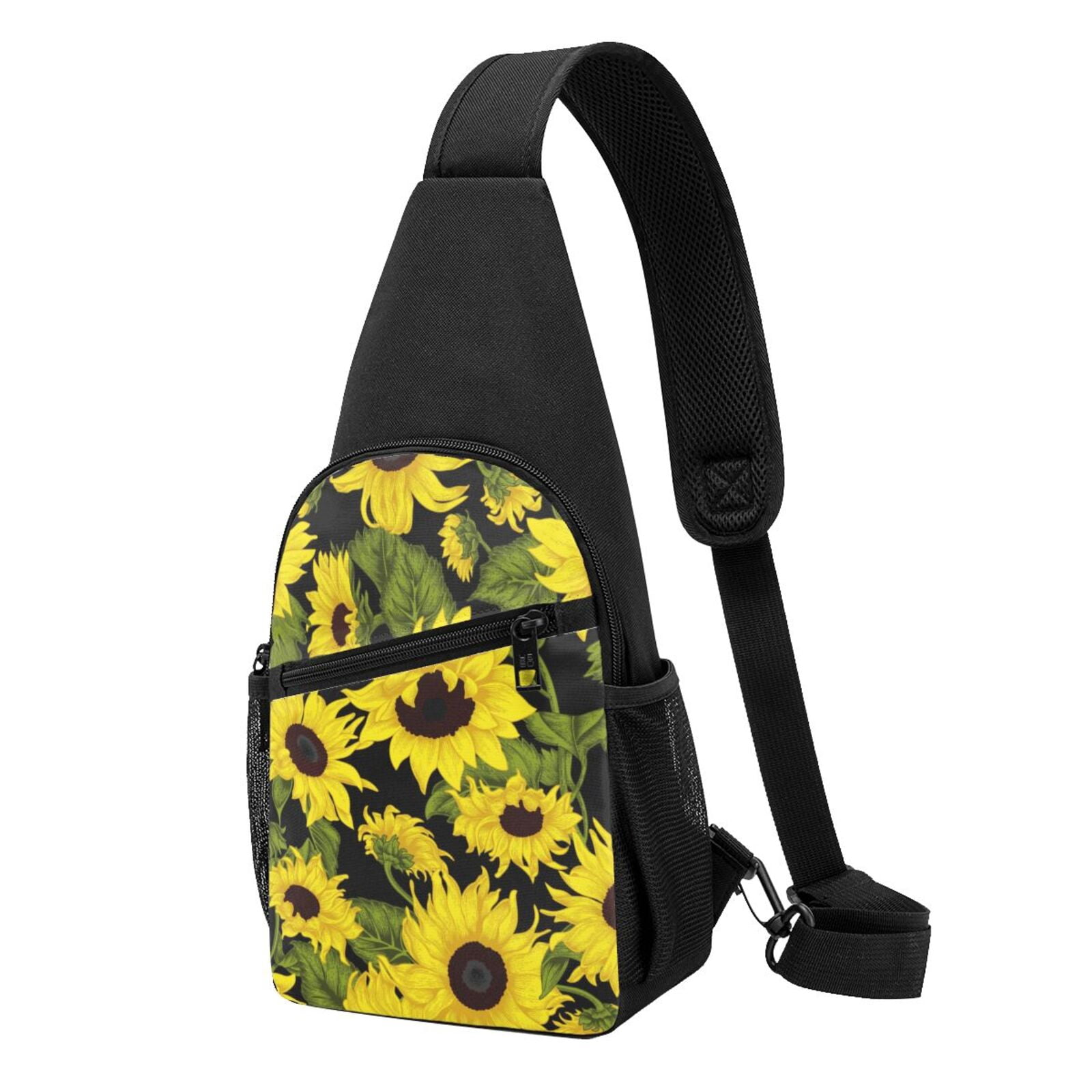 Xecao's Sunflowers In Vintage Print Sling Bag: A Versatile Chest, Shoulder, and Crossbody Backpack for Casual Days Out, Perfect for Both Men and Women