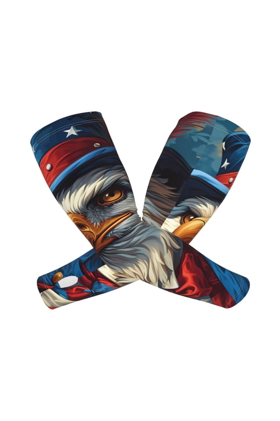 's Surreal Bald Eagle Gentleman print Arm Sleeves offer cooling UV protection and sports compression for both men and women.