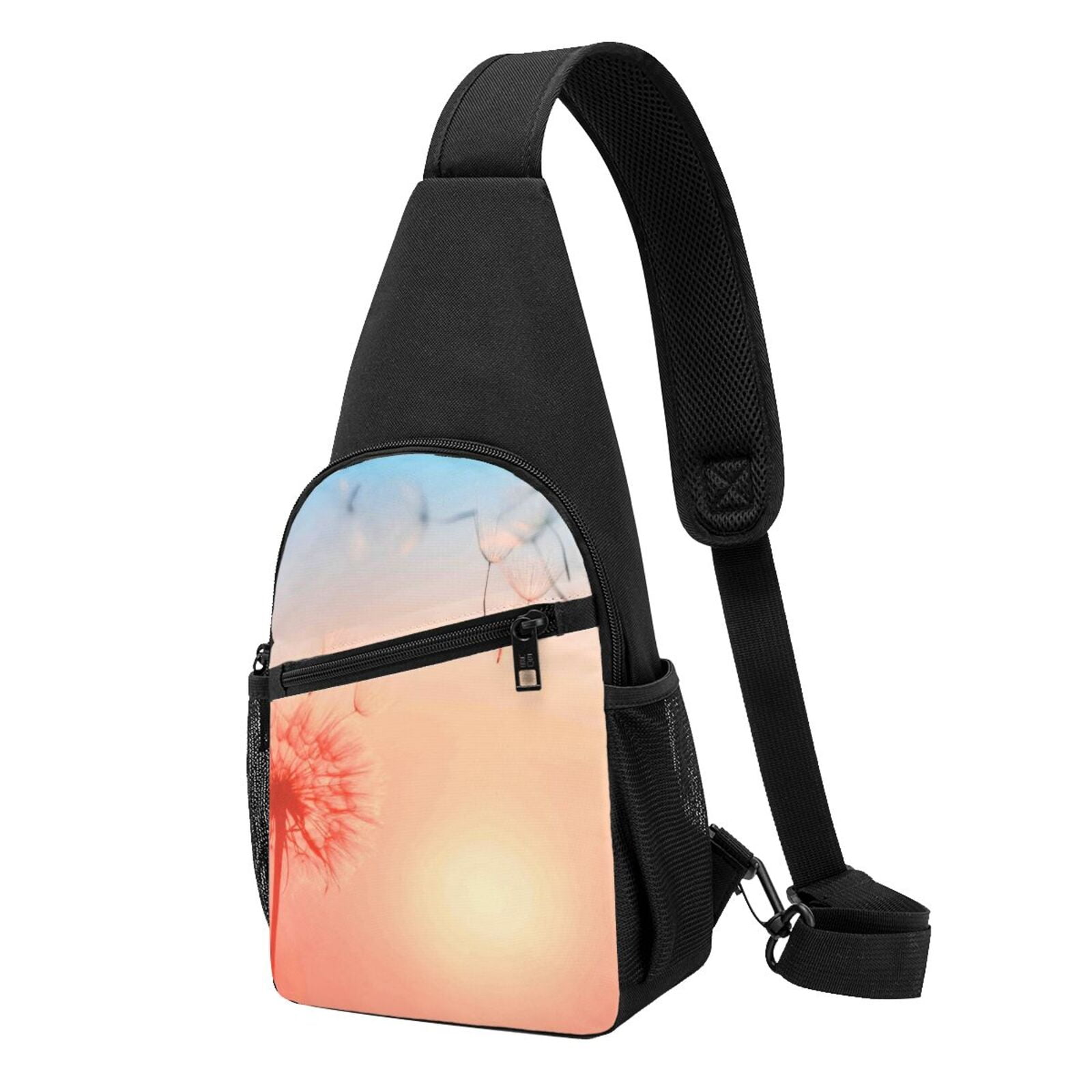 Xecao's The Sunset of Dandelion Print Sling Bag: A Versatile Chest, Shoulder, and Crossbody Backpack for Casual Days Out, Perfect for Both Men and Women
