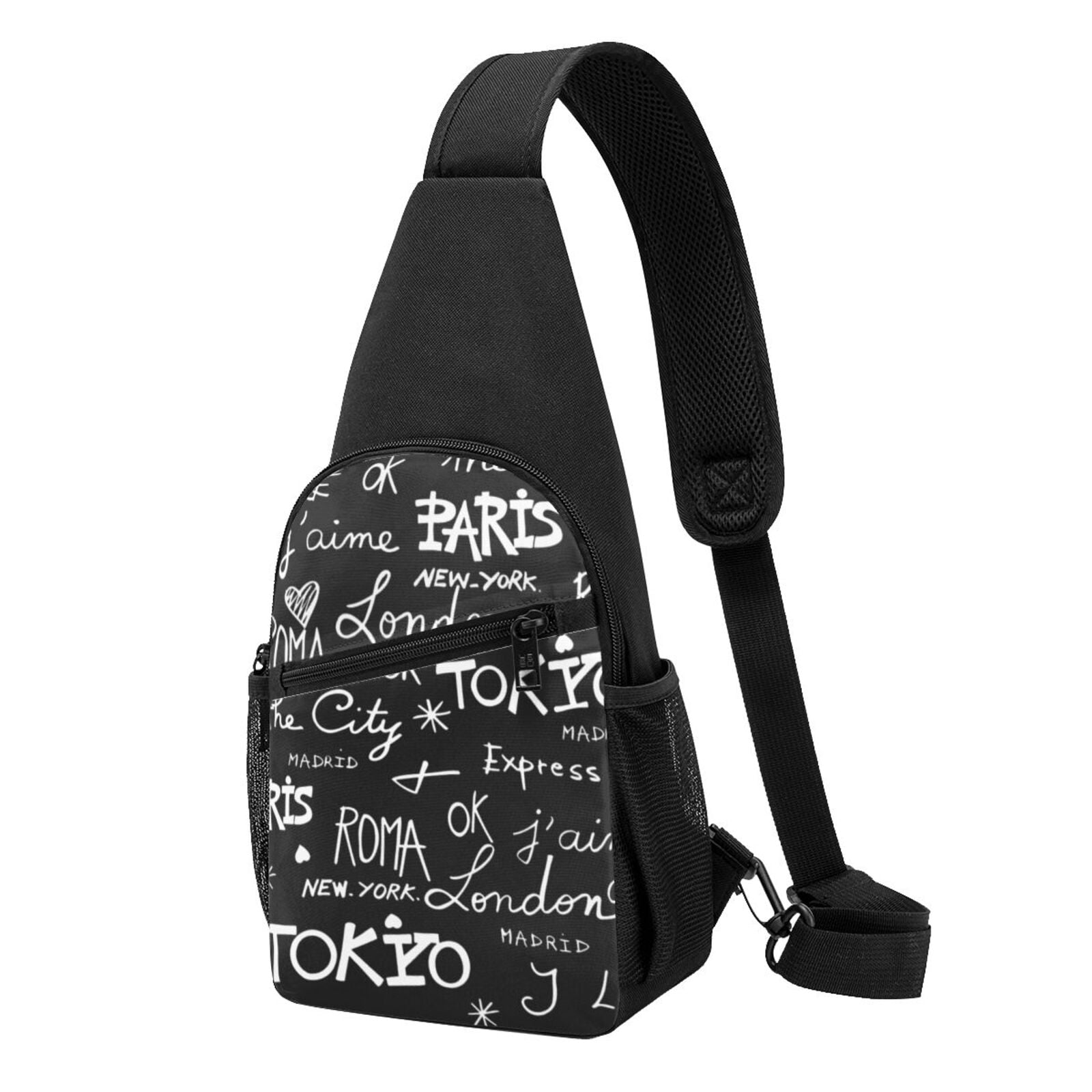 Xecao's Travel The World Print Sling Bag: A Versatile Chest, Shoulder, and Crossbody Backpack for Casual Days Out, Perfect for Both Men and Women