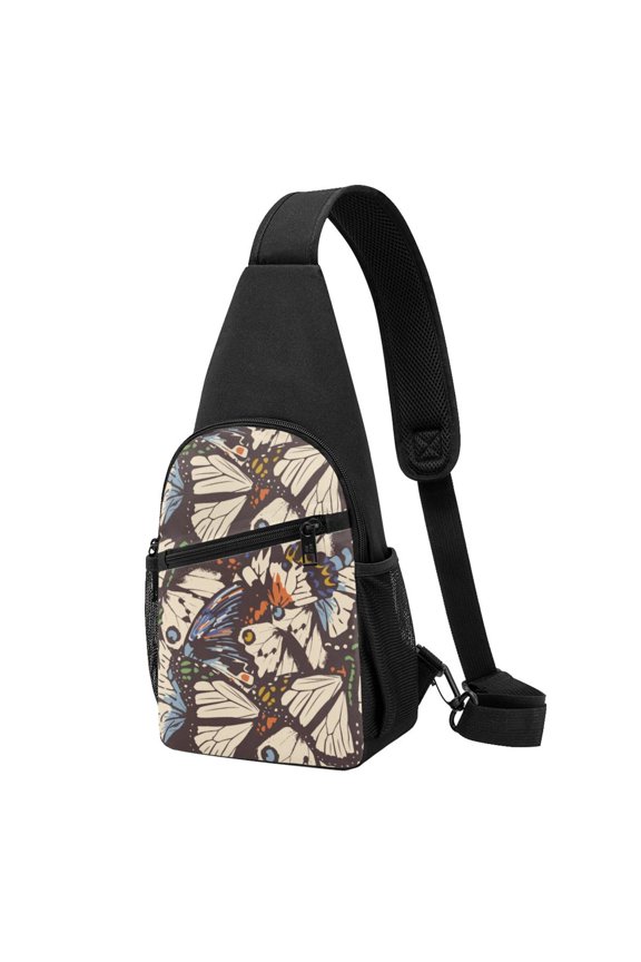 's Vector Butterflies Print Sling Bag: A Versatile Chest, Shoulder, and Crossbody Backpack for Casual Days Out, Perfect for Both Men and Women