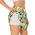 thumbnail image 1 of Xecao's Vegetables2 for a double-layer running short for women, perfect for gym, tennis, and more, featuring a convenient pocket., 1 of 9