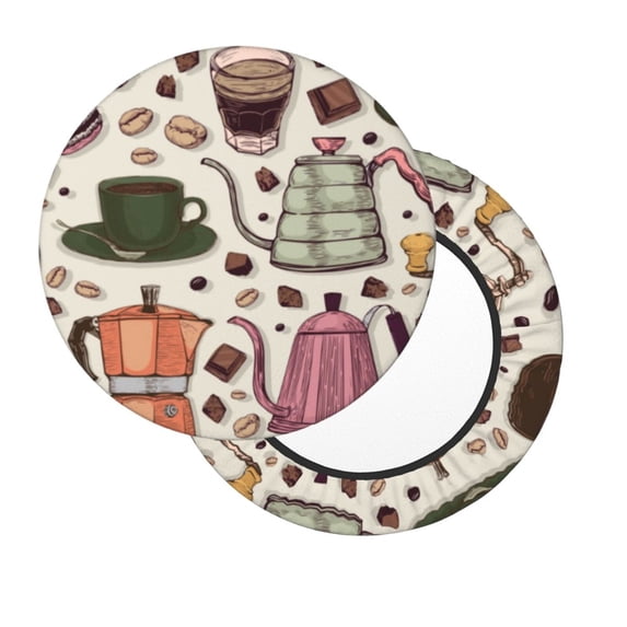 Xecao's Vintage Coffee Print Stool Covers offer stylish, washable protection for PU round bar stools, perfect for home or commercial use.