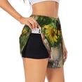 thumbnail image 1 of Xecao's Vintage Wooden Bucket for a double-layer running short for women, perfect for gym, tennis, and more, featuring a convenient pocket., 1 of 1