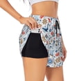 thumbnail image 1 of Xecao's Watercolor Nautical for a double-layer running short for women, perfect for gym, tennis, and more, featuring a convenient pocket., 1 of 1