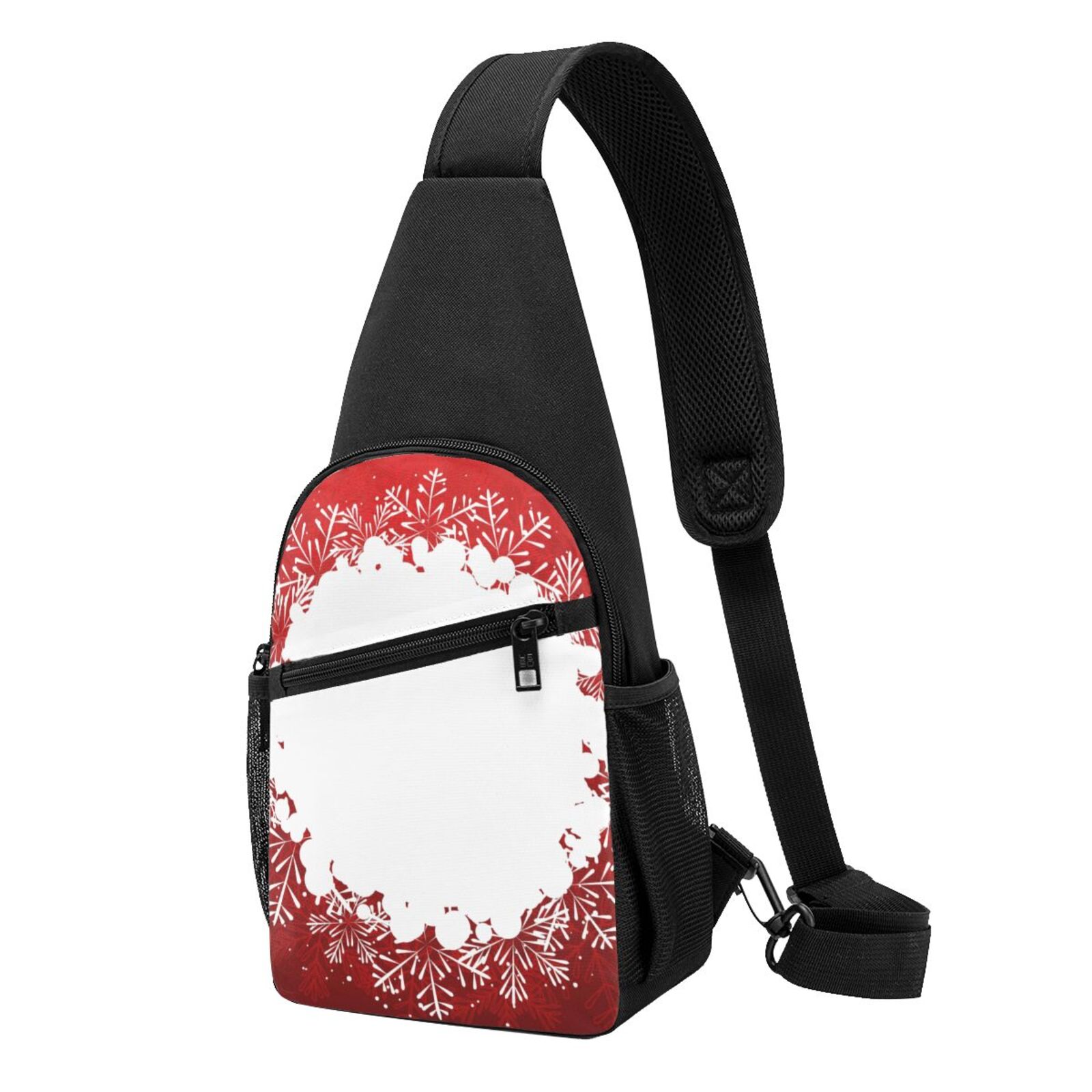 Xecao's Winter Christmas Snowflake Print Sling Bag: A Versatile Chest, Shoulder, and Crossbody Backpack for Casual Days Out, Perfect for Both Men and Women