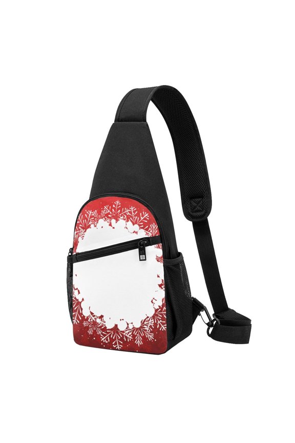 's Winter Christmas Snowflake Print Sling Bag: A Versatile Chest, Shoulder, and Crossbody Backpack for Casual Days Out, Perfect for Both Men and Women