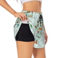 thumbnail image 1 of Xecao's World Travel Map for a double-layer running short for women, perfect for gym, tennis, and more, featuring a convenient pocket., 1 of 9