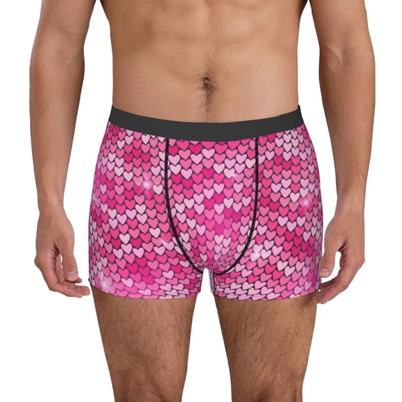 Xecao shiny with pink heart Men's Underwear Boxer Briefs Pack - Your ComfortSoft, Moisture-Wicking, and Breathable Choice for Men's Underwear-XX-Large