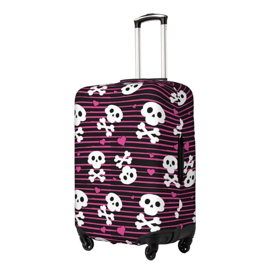 Xecao skull with hearts Elastic Luggage Cover, with double-sided print , is perfect for travel, business, and daily use-Small