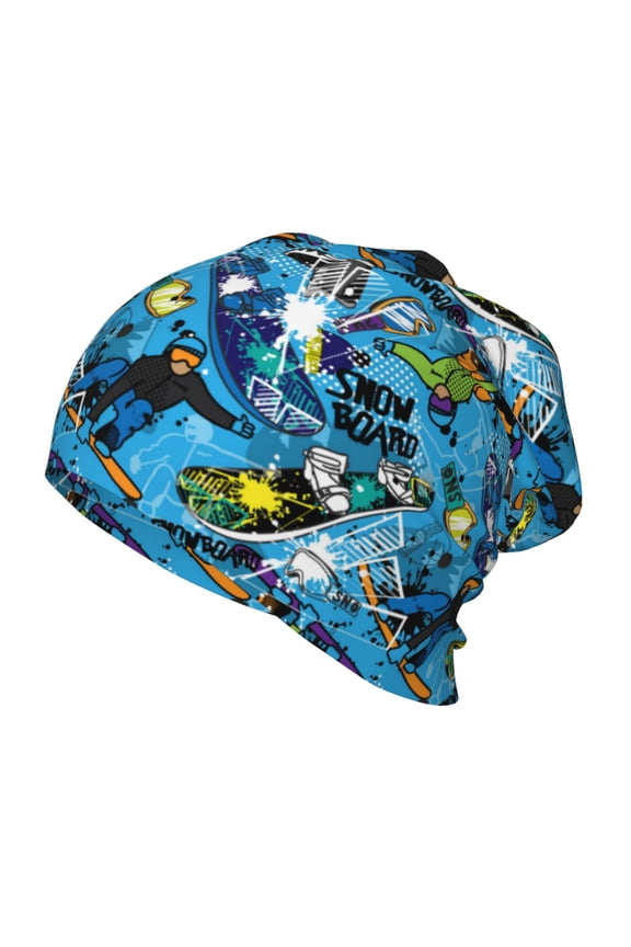snow board blue Print Beanie Hat Toddler Girls Boys, Baby Hats Winter Warm Knitted Thermal, Kids Winter Caps