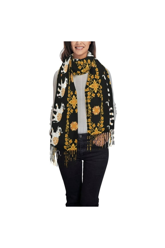 traditional Elephant Pattern Womens Winter Scarf Fall Scarf Oversized Large Scarf for Women Warm Shawl Wrap
