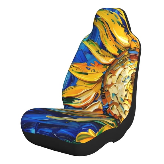 Xecao vintage Starry Sunflower for Automotive Seat Covers for Cars Trucks and SUVs – Gray Car Seat Covers for Front Seats, Truck Seat Protectors-1